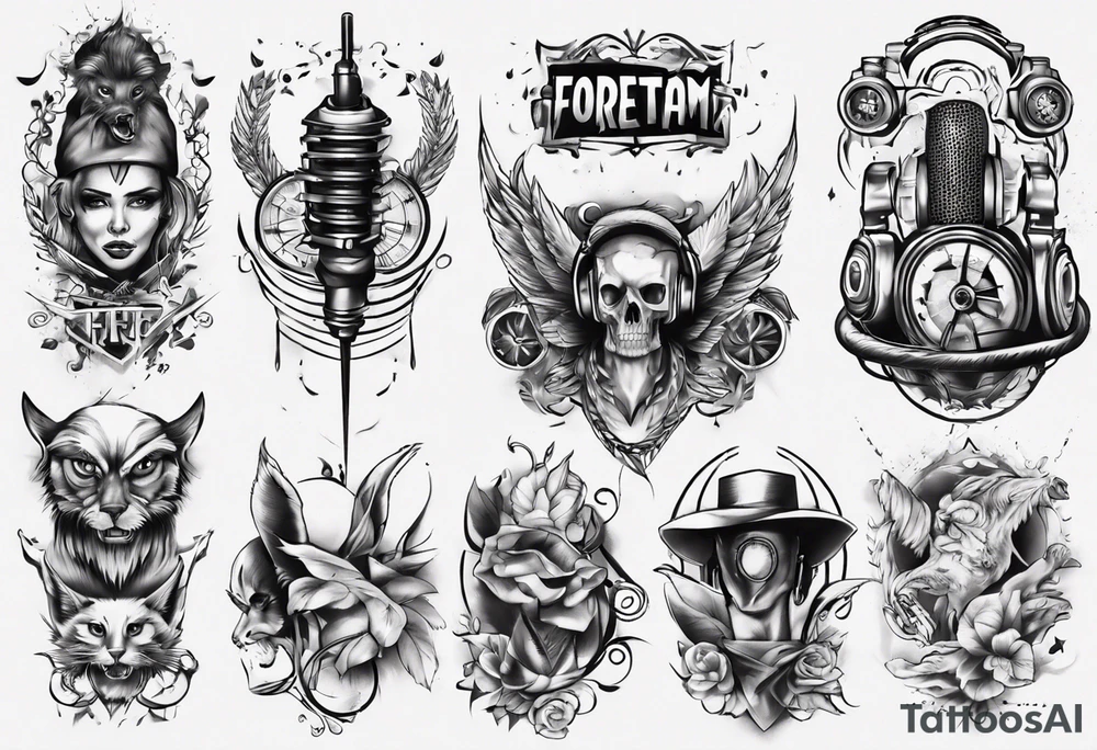 staff, dj, forearm tattoo idea