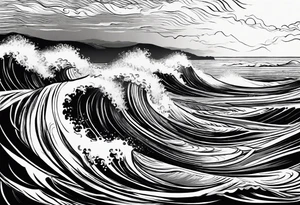 picture 8 by 8 centimeters of sea waves before a storm tattoo idea