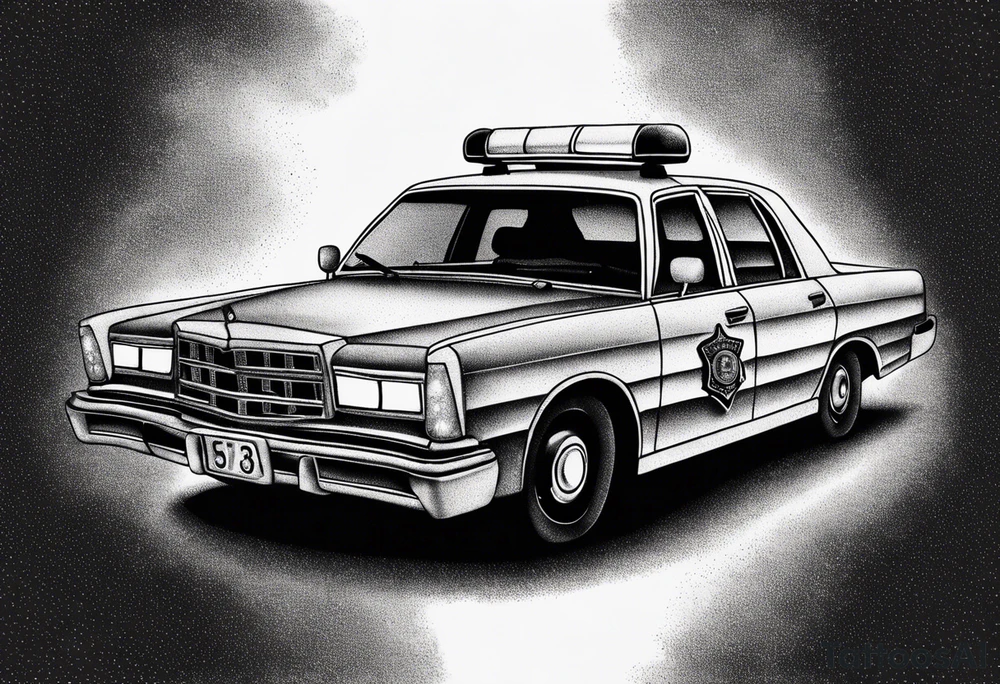 police car on fire tattoo idea