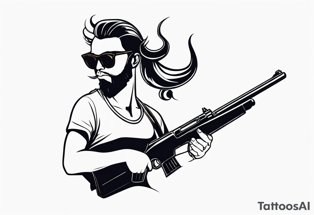 capricorn with sunglasses and shotgun tattoo idea