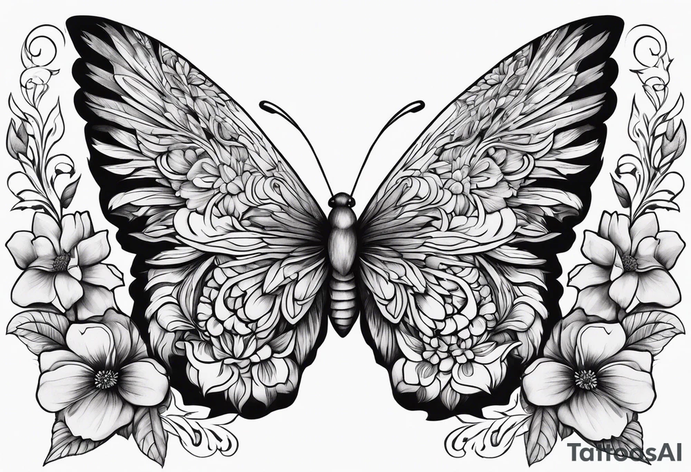 wing, flower, tattoo idea