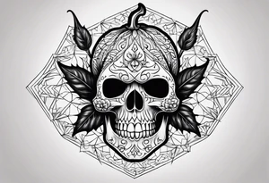 A chilli pepper with a skull fused onto it and facing one of the sides. tattoo idea