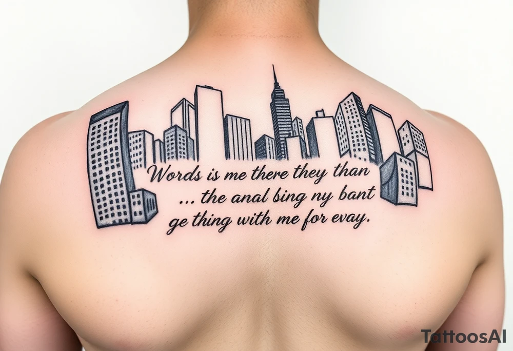 Words out of buildings with inspirational saying tattoo idea