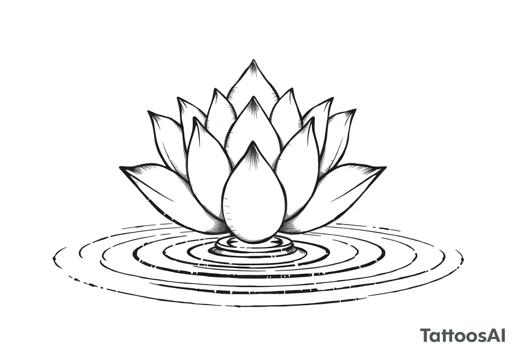 serene lotus flower emerging from sacred waters with ripples tattoo idea