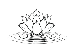 serene lotus flower emerging from sacred waters with ripples tattoo idea
