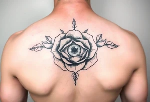 Eye of Providence inside a rose tattoo tattoo idea