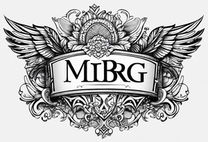 letters: "MRBG" underlined, equally separated
simple, clear, plain, unadorned, no background tattoo idea