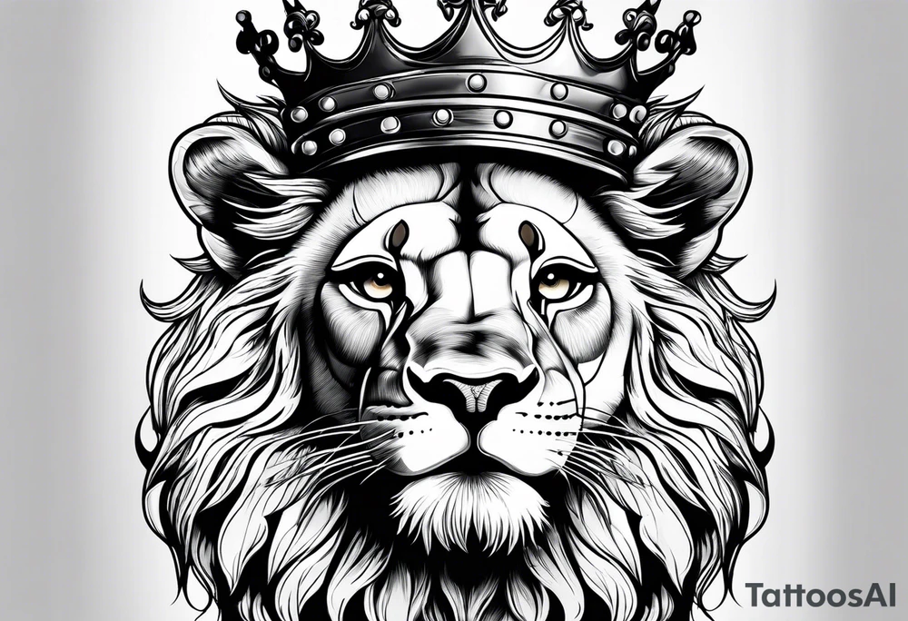 Baby Lion with crown tattoo idea