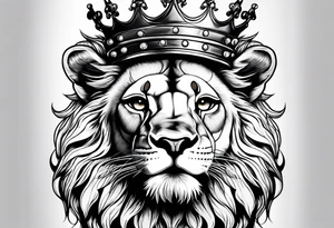 Baby Lion with crown tattoo idea