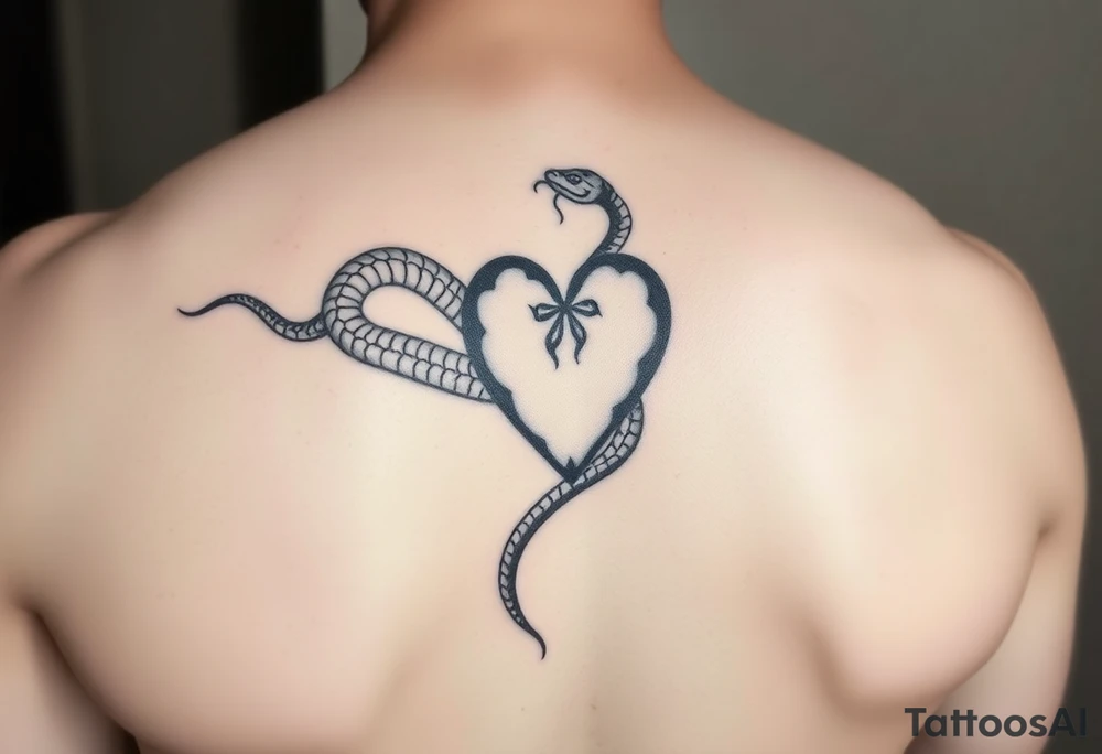 Can you give an example of a snake tattoo that wraps around the elbow and ends on the forearm on the ulnar side? With the words jealous, shame, and black heart subtly incorporated. tattoo idea