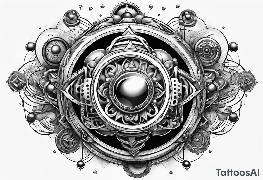 atom with quantum electron cloud tattoo idea