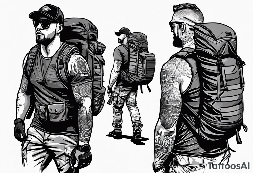 Rucking, brotherhood, shadows, fitness tattoo idea