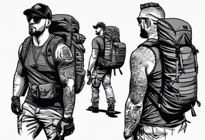 Rucking, brotherhood, shadows, fitness tattoo idea