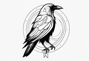 outline of a tall Raven tattoo idea
