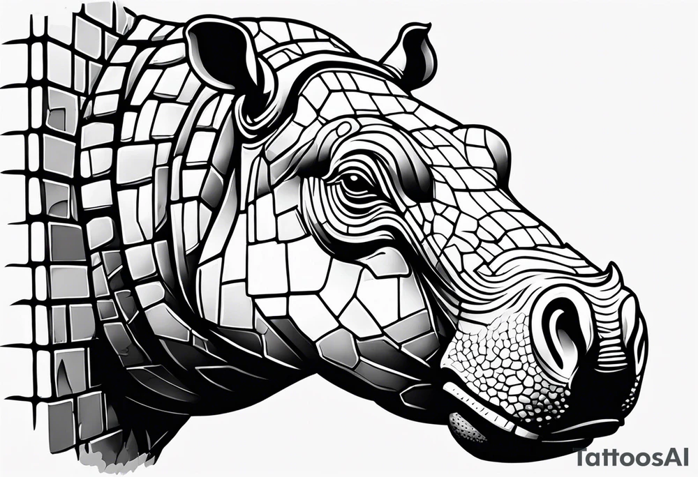 Hippo making brick wall tattoo idea