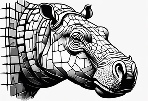 Hippo making brick wall tattoo idea