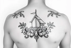 Polynesian tribal noah’s ark tattoo chest piece tattoo idea