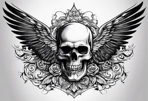 Stomach tattoo full wing and skull tattoo idea