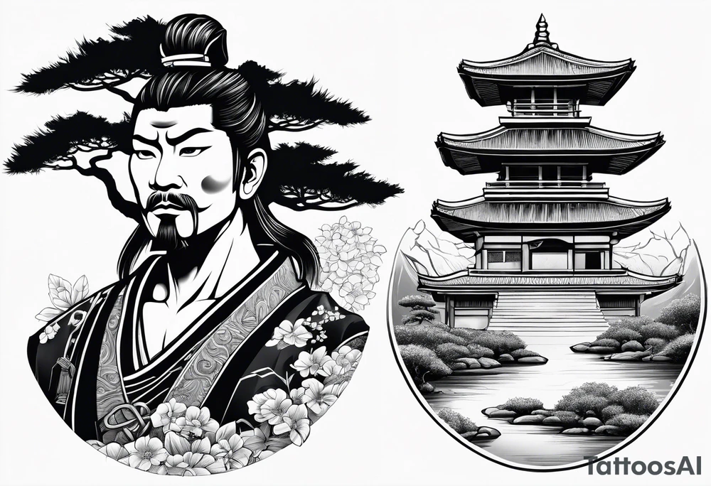 samurai and bonsai tree tattoo idea