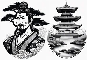samurai and bonsai tree tattoo idea
