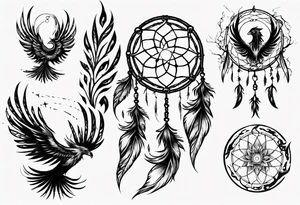 Fire Phoenix dream catcher tattoo idea
