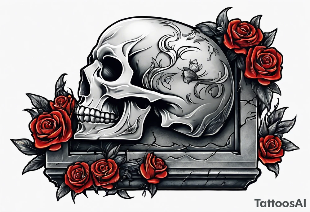 Person emerging from grave. 
MIW Reincarnate written on gravestone tattoo idea