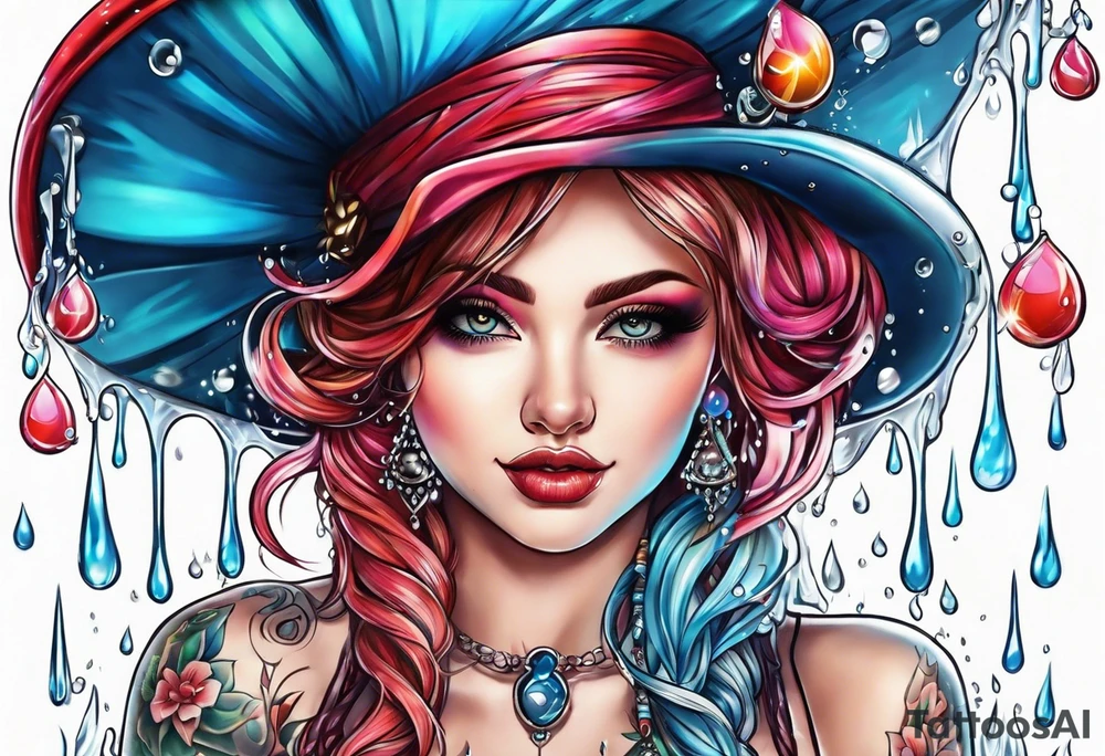 Sprinkler with water drops tattoo idea