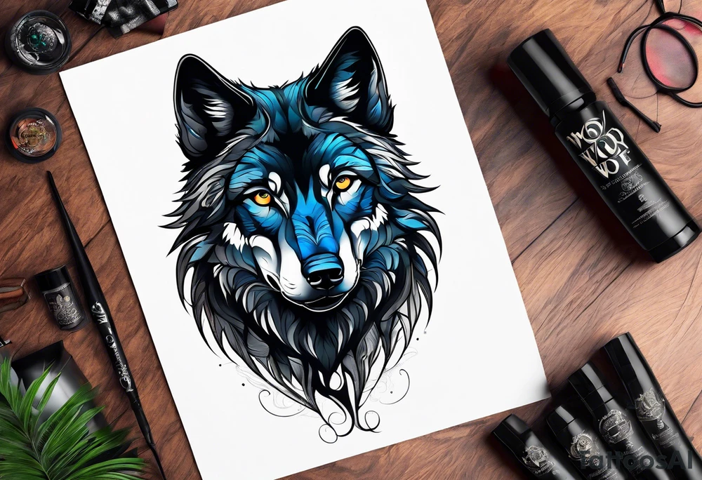 black wolf tattoo idea