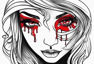 Bleeding tear draining to down from red eye sleeve tattoo design tattoo idea