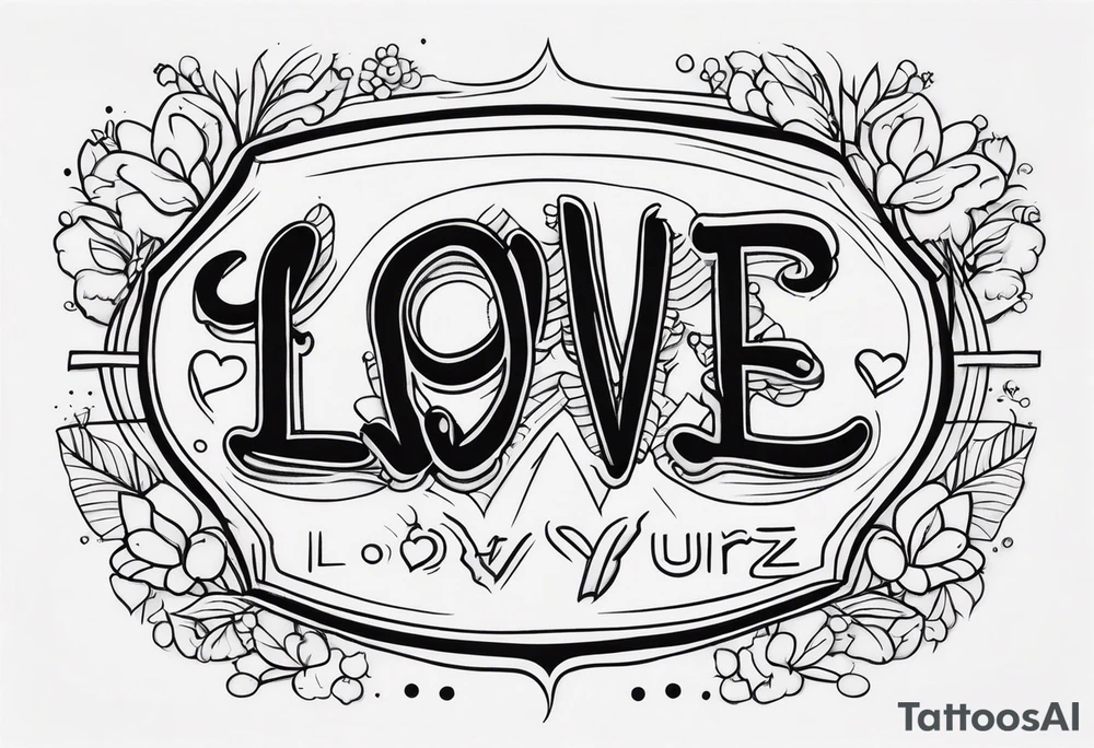 Love yourz written on the interior of the bíceps tattoo idea