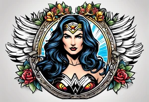 Wonder woman logo with crown tattoo idea