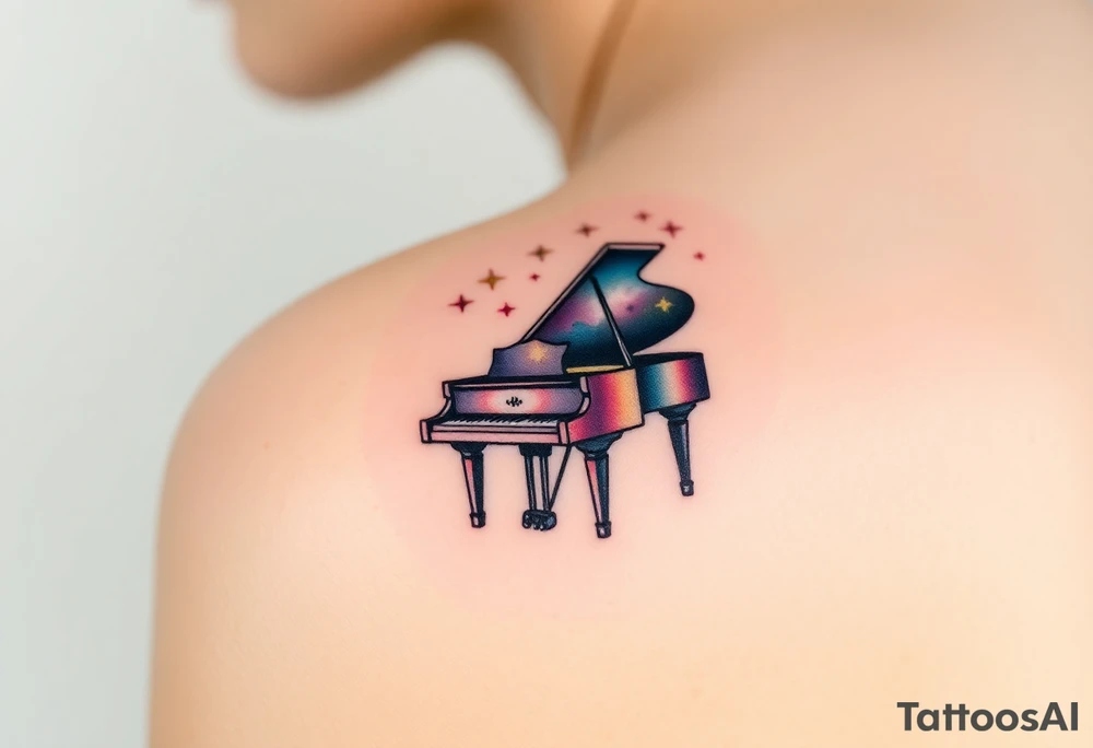 grand piano under the stars tattoo idea