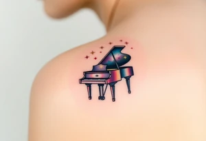 grand piano under the stars tattoo idea
