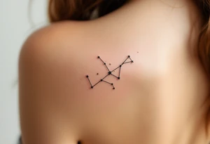 A minimalist Capricorn constellation in fine black lines, accented with tiny gold stars for a touch of elegance. tattoo idea