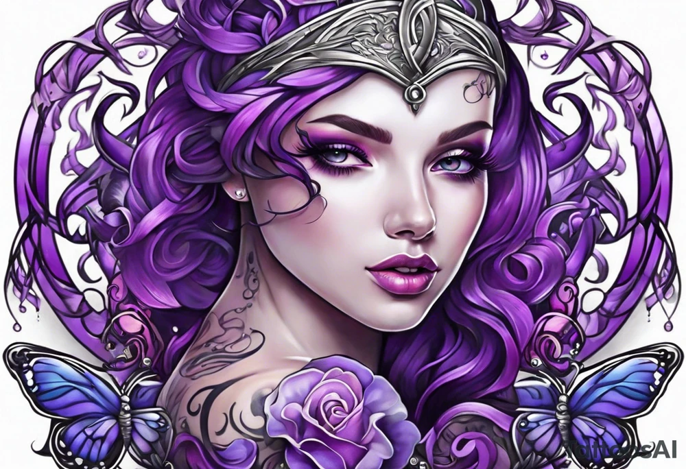 Purple cancer ribbon tattoo idea