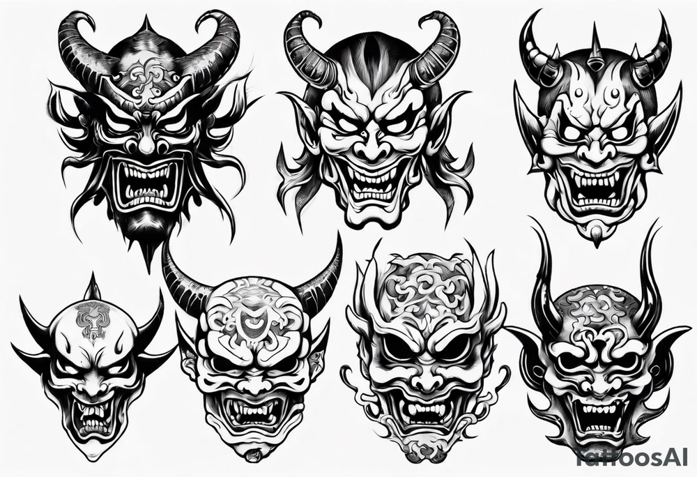 Demon mask tattoo idea