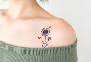 sunflowers music symbols roses, wildflowers tattoo idea