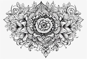 small ornate vertical floral sternum tattoo tattoo idea