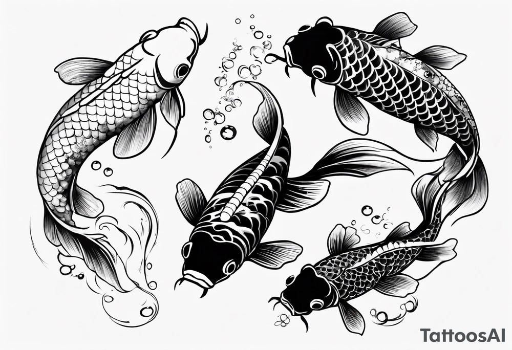 pond with koi fish tattoo idea