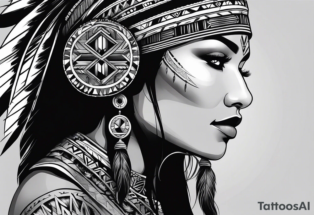 Navajo indigenous woman dark feminine goddess tattoo idea