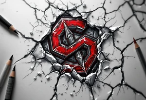 A cracked ice background with the HC Sparta “S” bursting through in vivid red and steel gray. tattoo idea