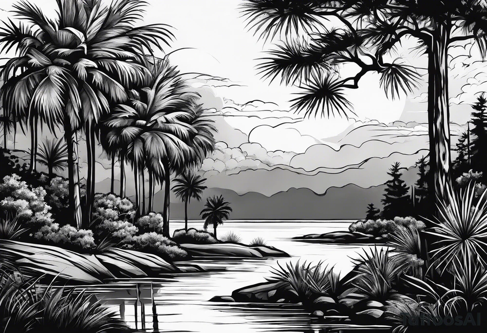 palmettoes and cypress trees tattoo idea