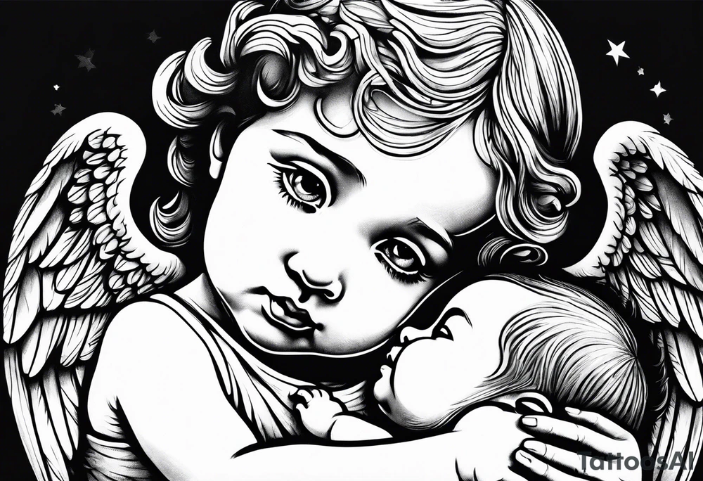 Angel holding a baby tattoo idea