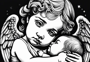 Angel holding a baby tattoo idea