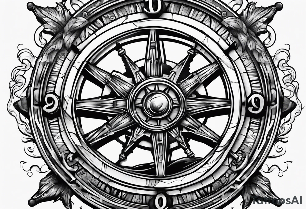 Ships wheel in a storm tattoo idea
