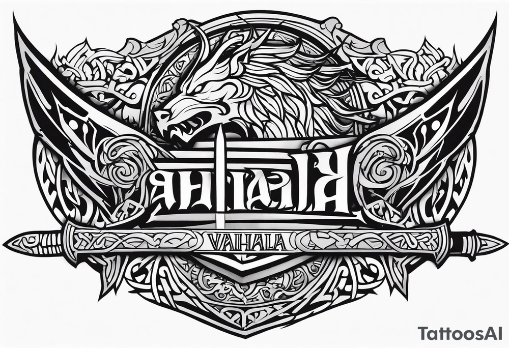 Viking sword Valhalla dragon shield tattoo idea