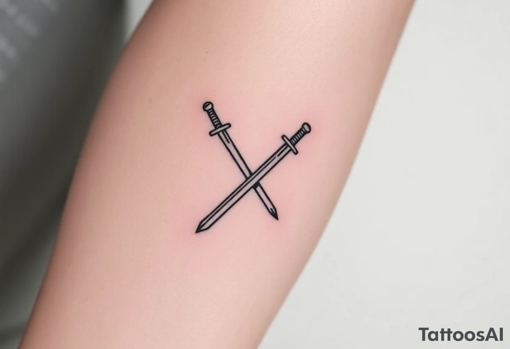 swords that are straight and only 2 of them crossing or laying flat tattoo idea