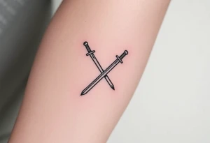 swords that are straight and only 2 of them crossing or laying flat tattoo idea