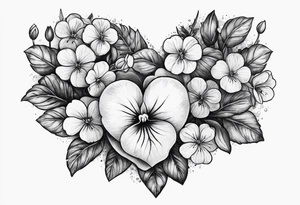 Heart made with violets tattoo idea