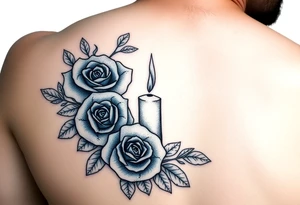 Blue, roses, water, candle tattoo idea